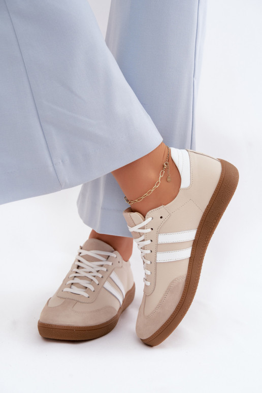 Zazoo N1068 Piel Bajo Zapatillas modelo zapatos. Femenino beige