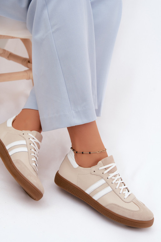 Zazoo N1068 Piel Bajo Zapatillas modelo zapatos. Femenino beige