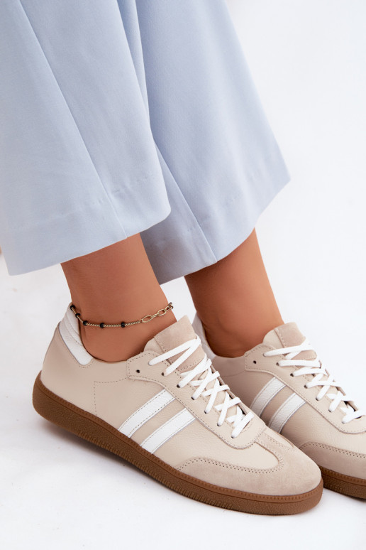 Zazoo N1068 Piel Bajo Zapatillas modelo zapatos. Femenino beige