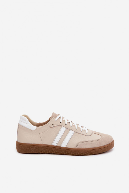 Zapatillas bajas de cuero para mujer Zazoo N1068 en color arena