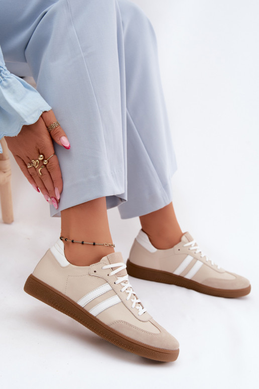 Zazoo N1068 Piel Bajo Zapatillas modelo zapatos. Femenino beige