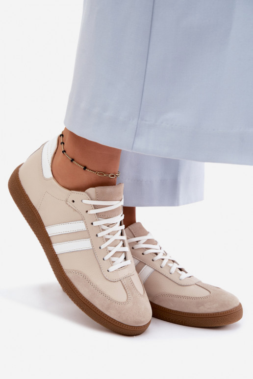 Zazoo N1068 Piel Bajo Zapatillas modelo zapatos. Femenino beige