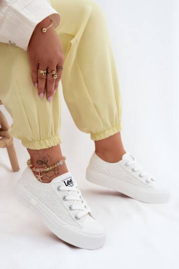 Zapatos casuales con motivos de encaje y plataforma LEE ISLA LACE INOMEN LOIN 50261003.1FG en blanco