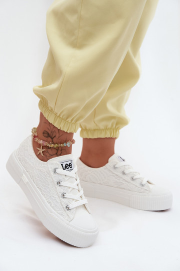 Zapatos casuales con motivos de encaje y plataforma LEE ISLA LACE INOMEN LOIN 50261003.1FG en blanco 2