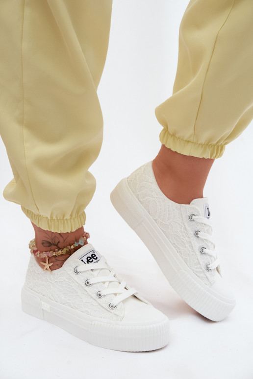 Zapatos casuales con motivos de encaje y plataforma LEE ISLA LACE INOMEN LOIN 50261003.1FG en blanco