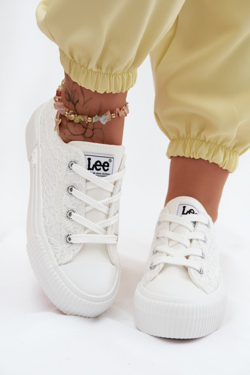 Zapatos casuales con motivos de encaje y plataforma LEE ISLA LACE INOMEN LOIN 50261003.1FG en blanco