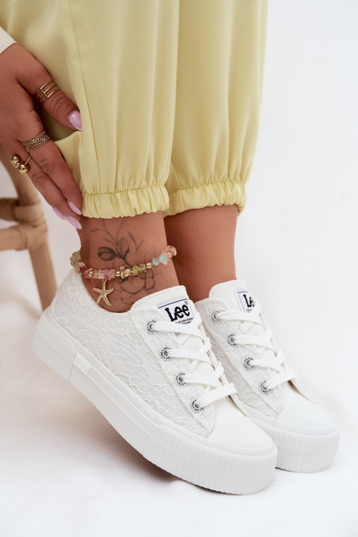 Zapatos casuales con motivos de encaje y plataforma LEE ISLA LACE INOMEN LOIN 50261003.1FG en blanco