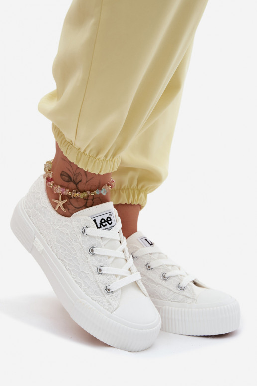 Zapatos casuales con motivos de encaje y plataforma LEE ISLA LACE INOMEN LOIN 50261003.1FG en blanco