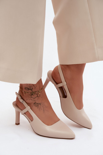 Sandalias de mujer con tacón Sergio Leone SK157 en color arena