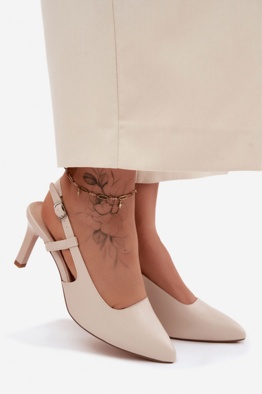 Sandalias de mujer con tacón Sergio Leone SK157 en color arena