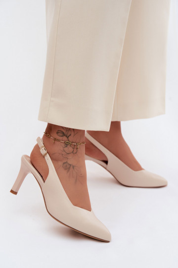 Sandalias de mujer con tacón fino Sergio Leone SK158 en color arena 2
