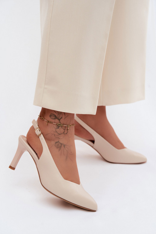 Sandalias de mujer con tacón fino Sergio Leone SK158 en color arena