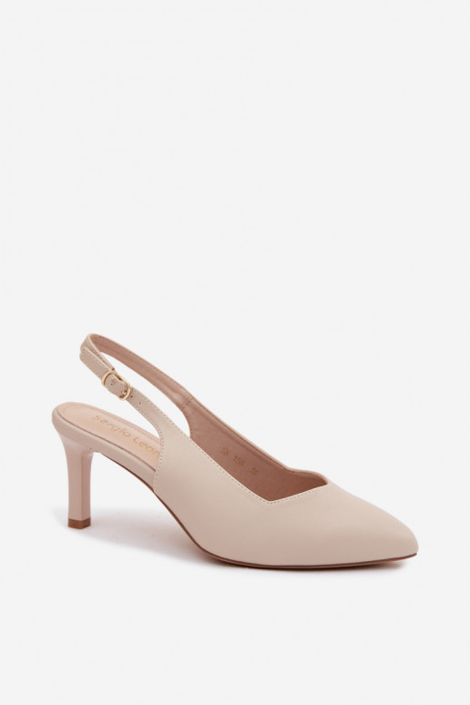 Sandalias de mujer con tacón fino Sergio Leone SK158 en color arena