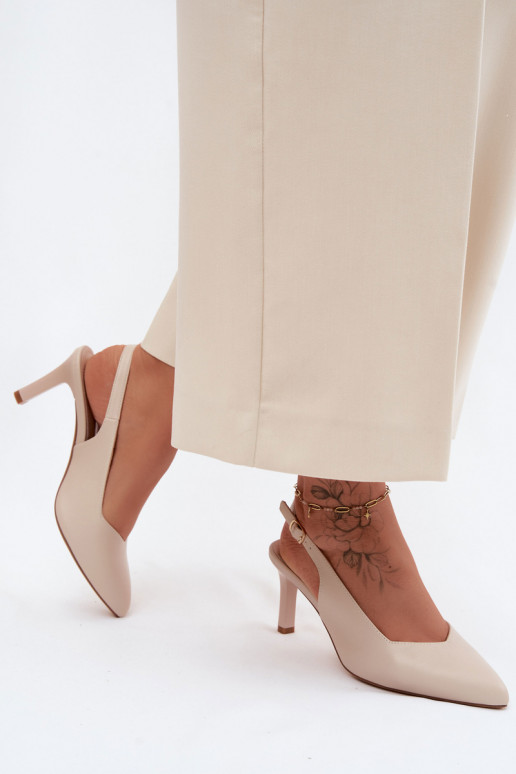 Sandalias de mujer con tacón fino Sergio Leone SK158 en color arena