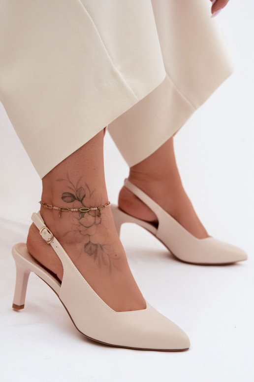 Sandalias de mujer con tacón fino Sergio Leone SK158 en color arena