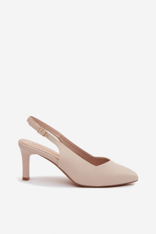 Sandalias de mujer con tacón fino Sergio Leone SK158 en color arena
