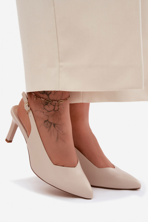 Sandalias de mujer con tacón fino Sergio Leone SK158 en color arena