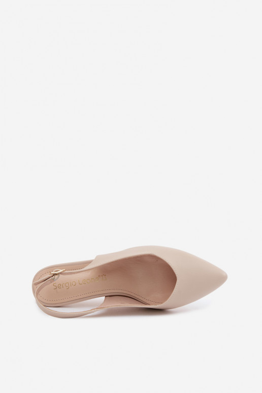 Sandalias de mujer Activado Smukłym Obcasie Sergio Leone SK158 beige