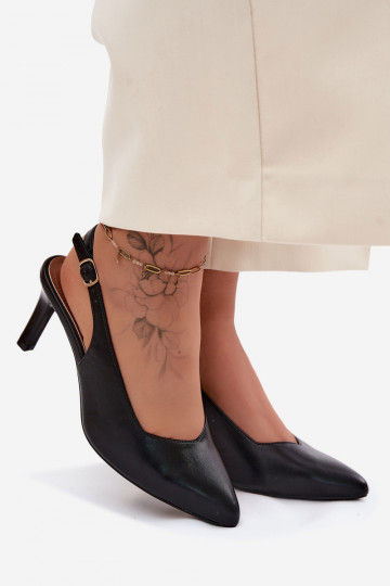 Sandalias de mujer Activado Smukłym Obcasie Sergio Leone SK158 de color negro