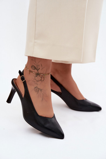 Sandalias de mujer Activado Smukłym Obcasie Sergio Leone SK158 de color negro 2