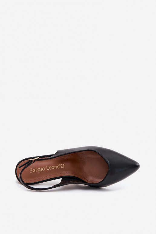 Sandalias de mujer con tacón fino Sergio Leone SK158 en negro