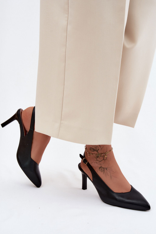 Sandalias de mujer con tacón fino Sergio Leone SK158 en negro