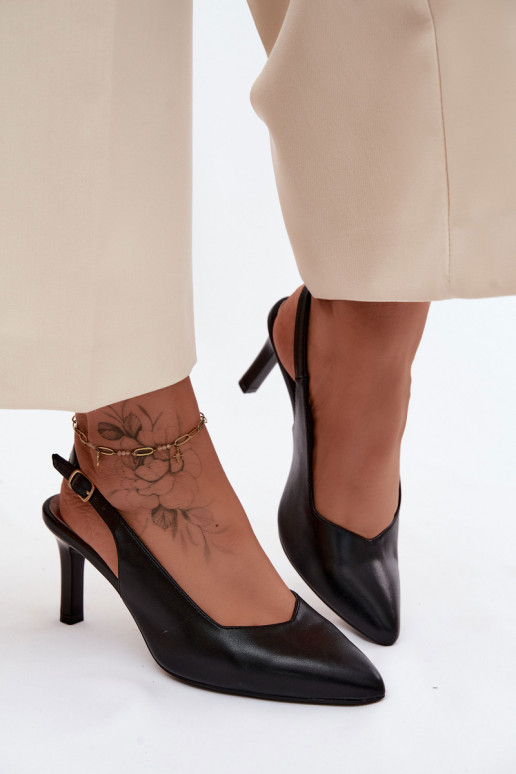 Sandalias de mujer con tacón fino Sergio Leone SK158 en negro