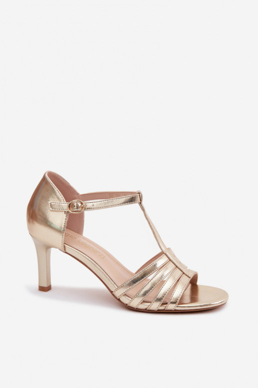 Sandalias de mujer con tiras en tacón fino Sergio Leone SK132 en dorado