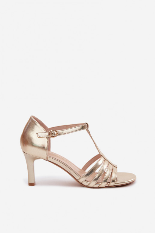 Sandalias de mujer con tiras en tacón fino Sergio Leone SK132 en dorado