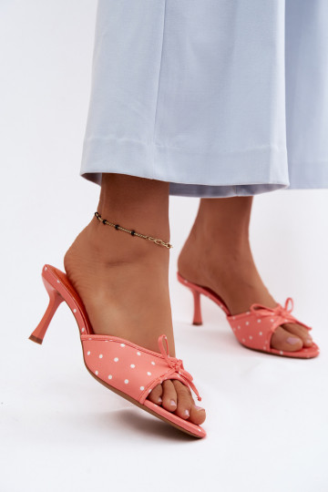 zapatillas de mujer con cintas con puntos con tacones finos color naranja Shinea 2
