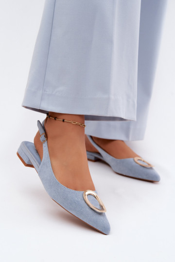 Sandalias de mujer con tacones anchos con adornos color azul Sparkle 2
