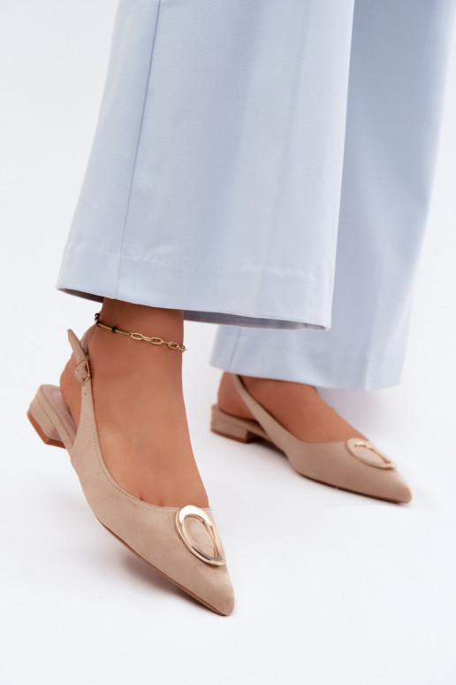 Sandalias de mujer con tacones anchos con adornos beige Sparkle