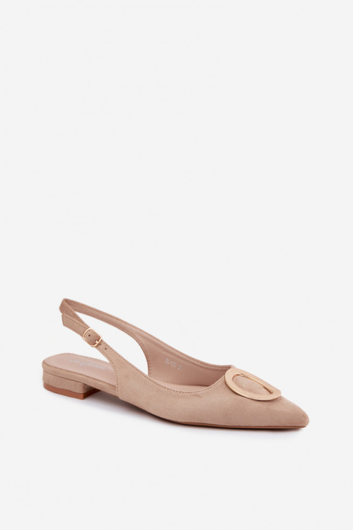 Sandalias de mujer con tacones anchos con adornos beige Sparkle