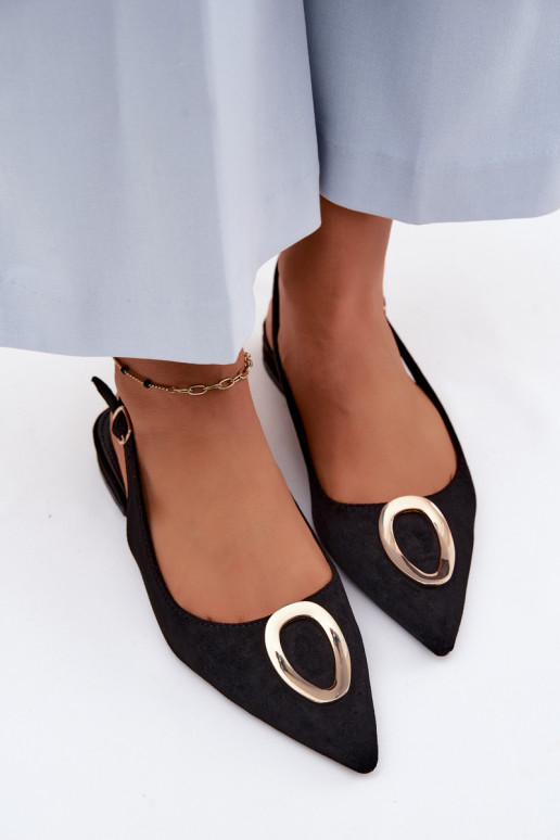 Sandalias de mujer con tacones anchos con adornos de color negro Sparkle