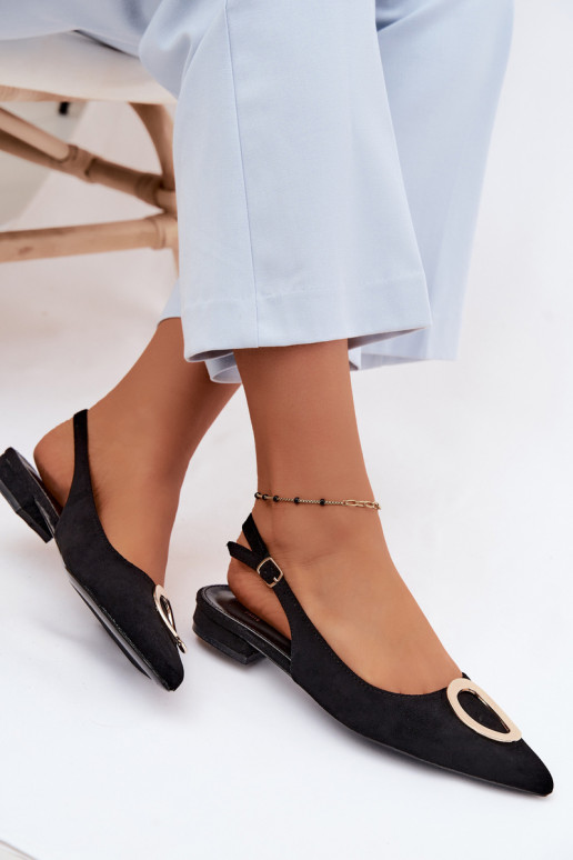 Sandalias de mujer con tacones anchos con adornos de color negro Sparkle