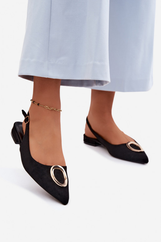 Sandalias de mujer con tacones anchos con adornos de color negro Sparkle