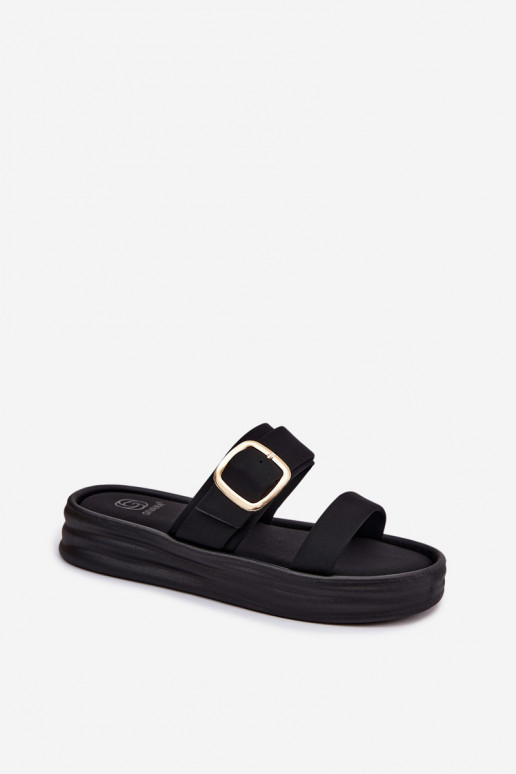Zapatillas de mujer con plataforma y tiras con hebillas de color negro de Ameliette
