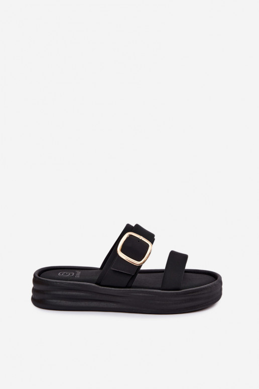 Zapatillas de mujer con plataforma y tiras con hebillas de color negro de Ameliette