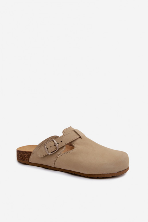 Zapatillas Mule de cuero con hebillas en color pistacho de Zazoo