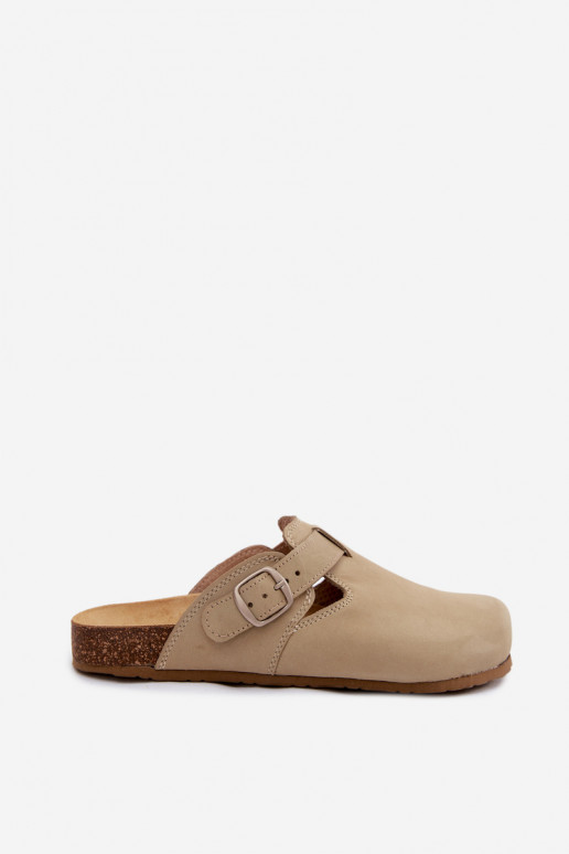 Zapatillas Mule de cuero con hebillas en color pistacho de Zazoo