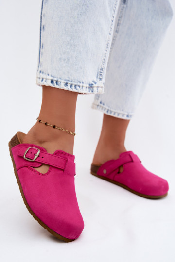 Zapatillas Mule de cuero con hebillas en color rosa de Zazoo 2