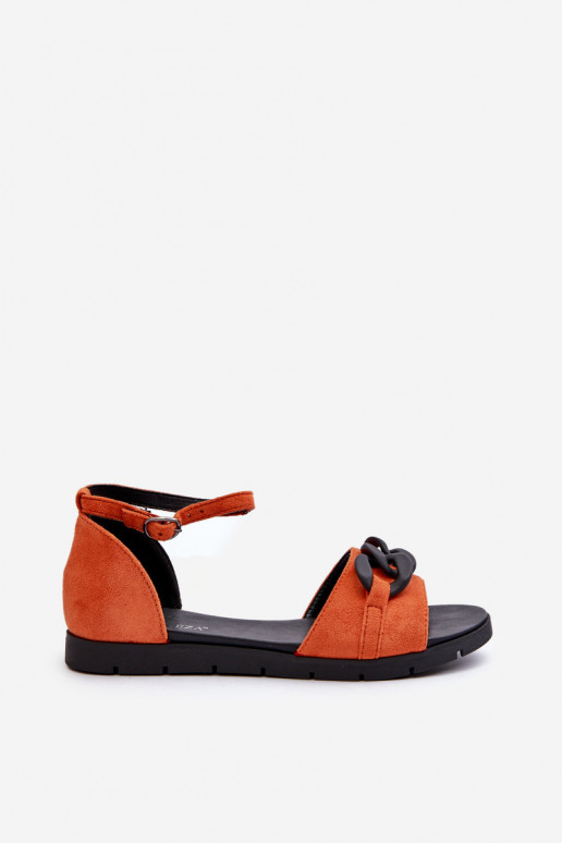 Sandalias planas para mujer. con cadenas Vinceza 17320 color naranja