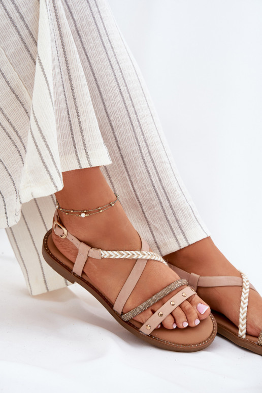 Sandalias planas con correas Vinceza 17379 color marfil