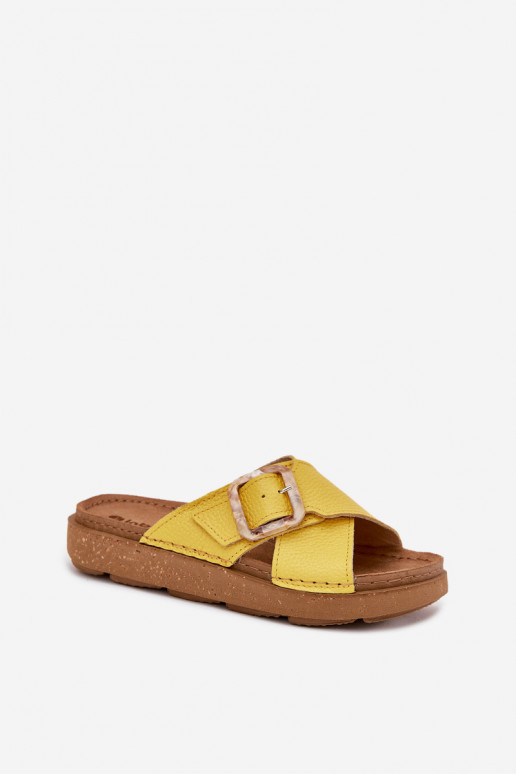 Zapatillas de cuero amarillas para mujer con hebillas Inblu ED0003IU