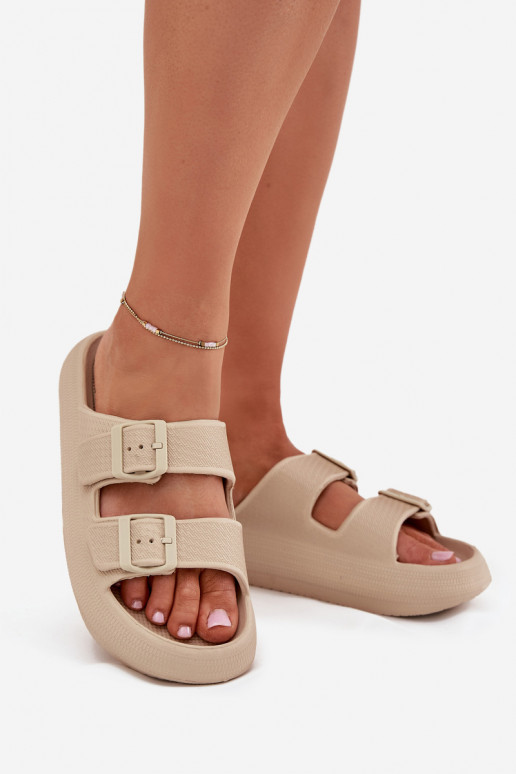 Zapatillas ligeras zapatillas de mujer con hebillas Vinceza 76056 beige