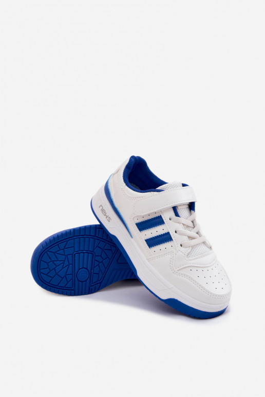 Zapatillas modelo zapatos. Infantil con sujetadores adhesivos Blanco-color azul Neressa