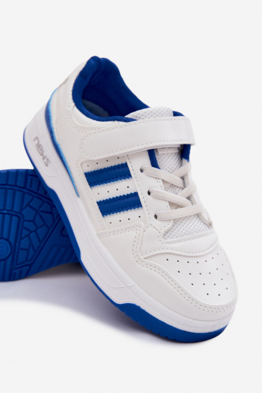 Zapatillas modelo zapatos. Infantil con sujetadores adhesivos Blanco-color azul Neressa