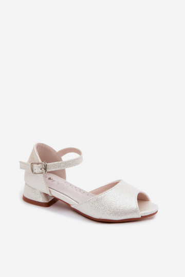 Sandalias brillantes para niños blancas Pebble