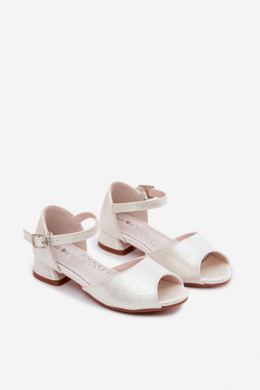 Sandalias brillantes para niños blancas Pebble