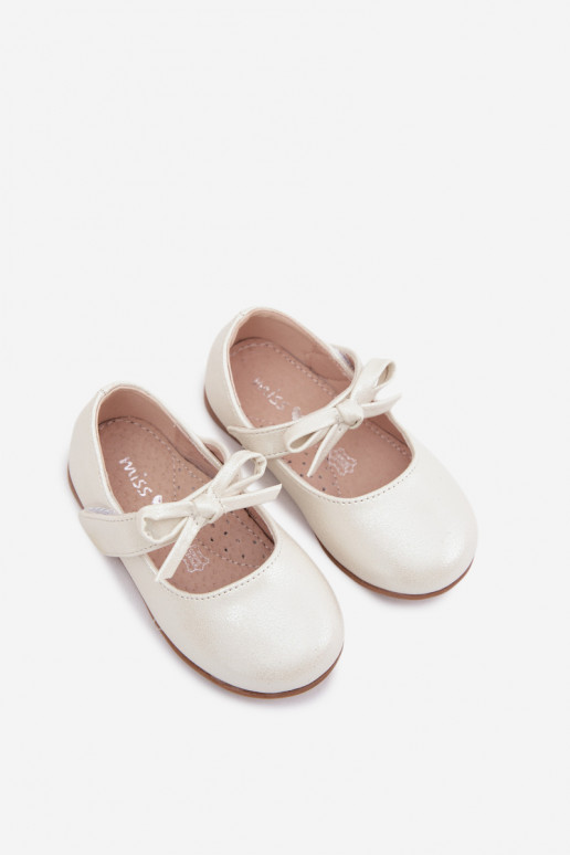 bailarinas Infantil con sujetadores adhesivos con cintas color marfil Drippy